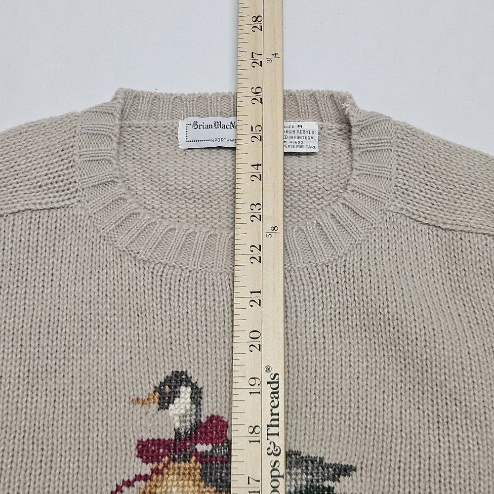 [Unknown Brand] Men’s Beige V-Neck Sweater with Duck Motif